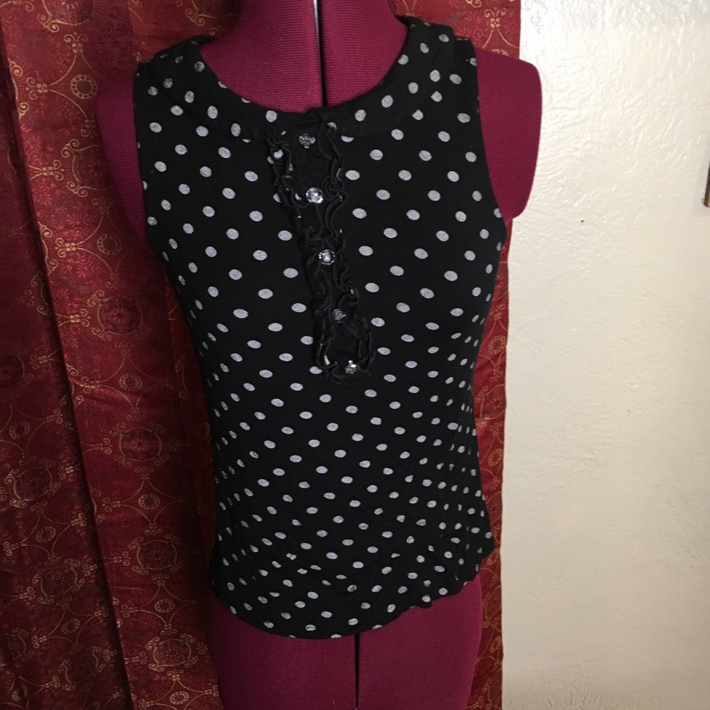 Black polka dot tank blouse
